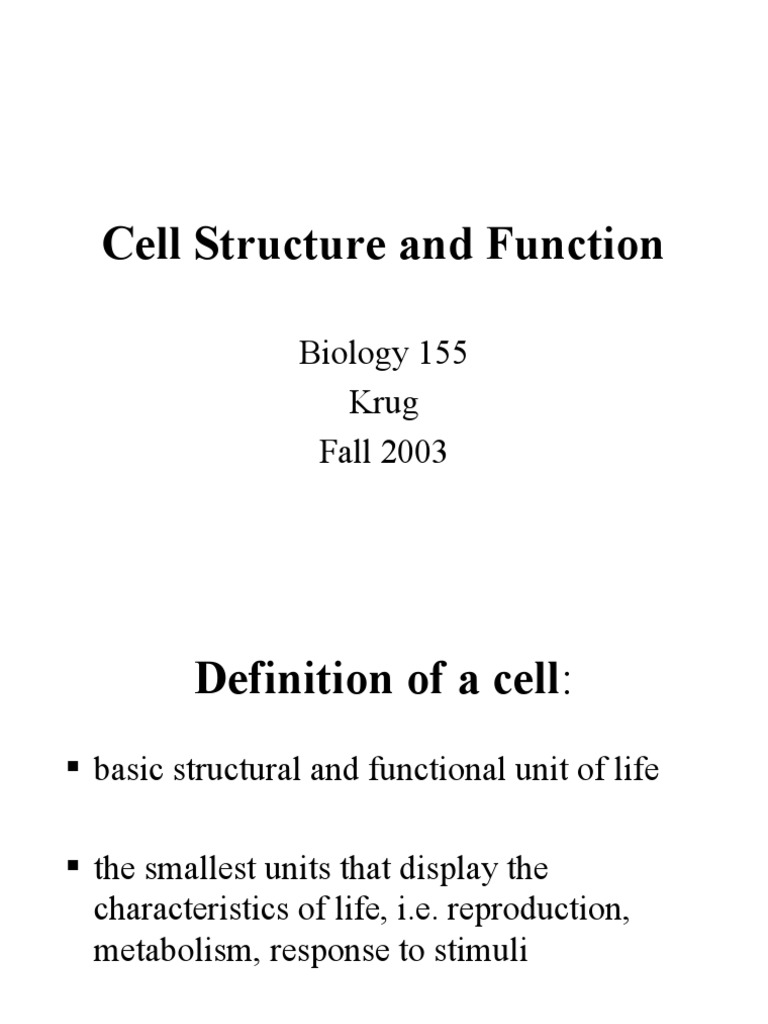 Cell Structure and Function Overview | PDF | Cell Membrane | Cell Nucleus