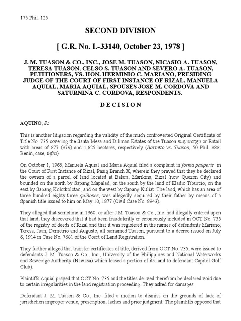 Second Division G R No L October 23 1978 Aquino J Lawsuit Justice