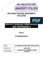 KPJ Healthcare University College: Bph1073 Dosage Form Design and Dispensing Ii