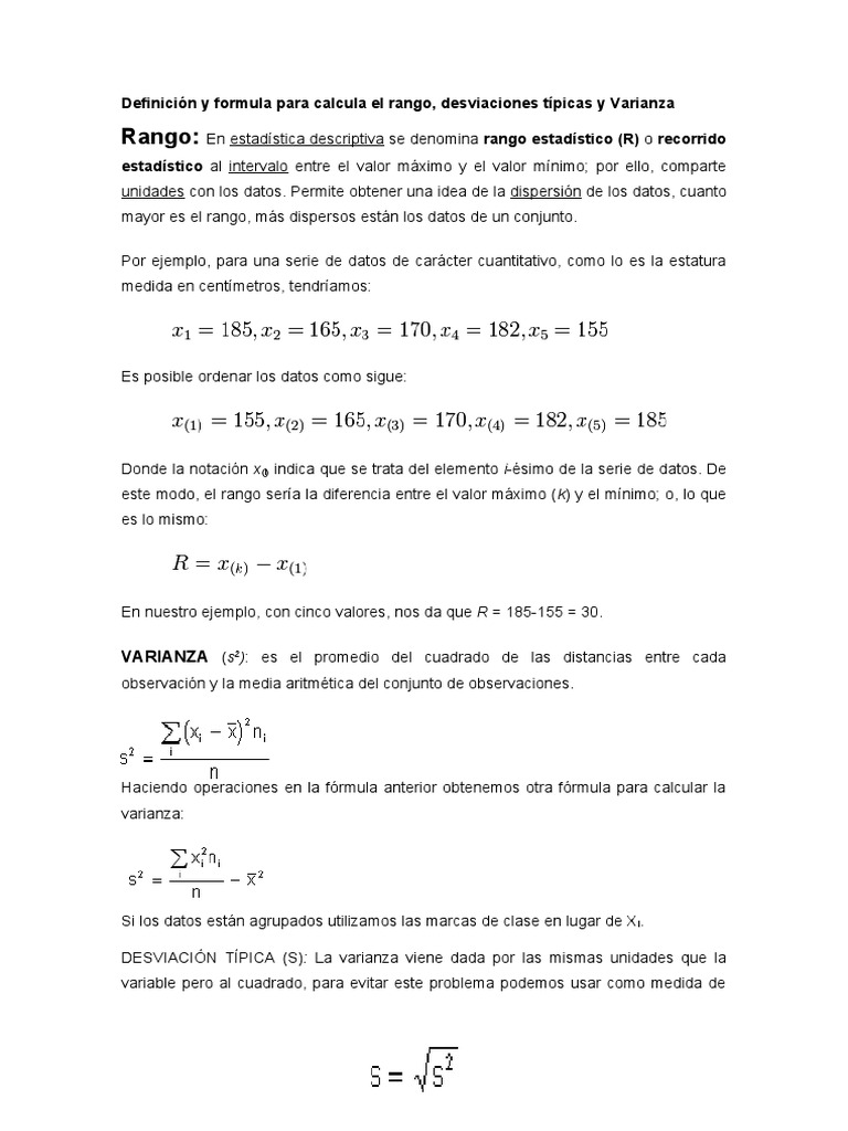 Definición y cálculo del rango estadístico | PDF