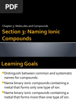 Section 3: Naming Ionic Compounds: Chapter 5: Molecules and Compounds