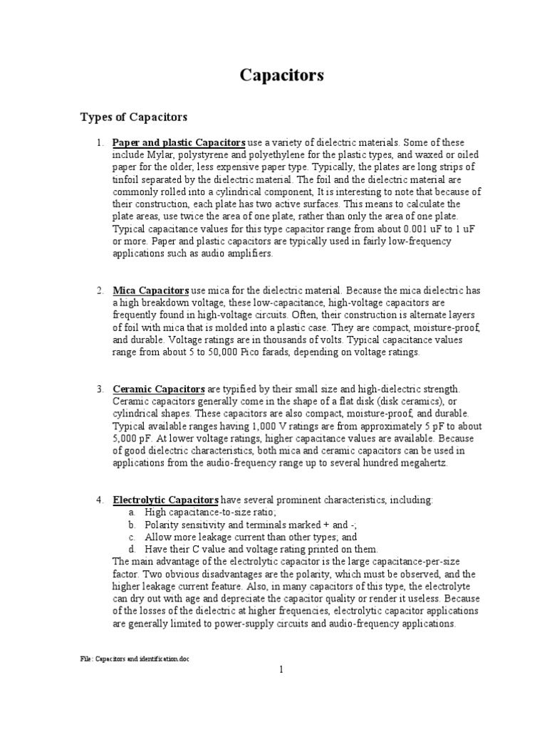 HO 11 Capacitors and Identification PDF Capacitor Electronics