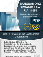 Bangsamoro Organic Law R.A 11054: Relevant Provisions For Business Sector