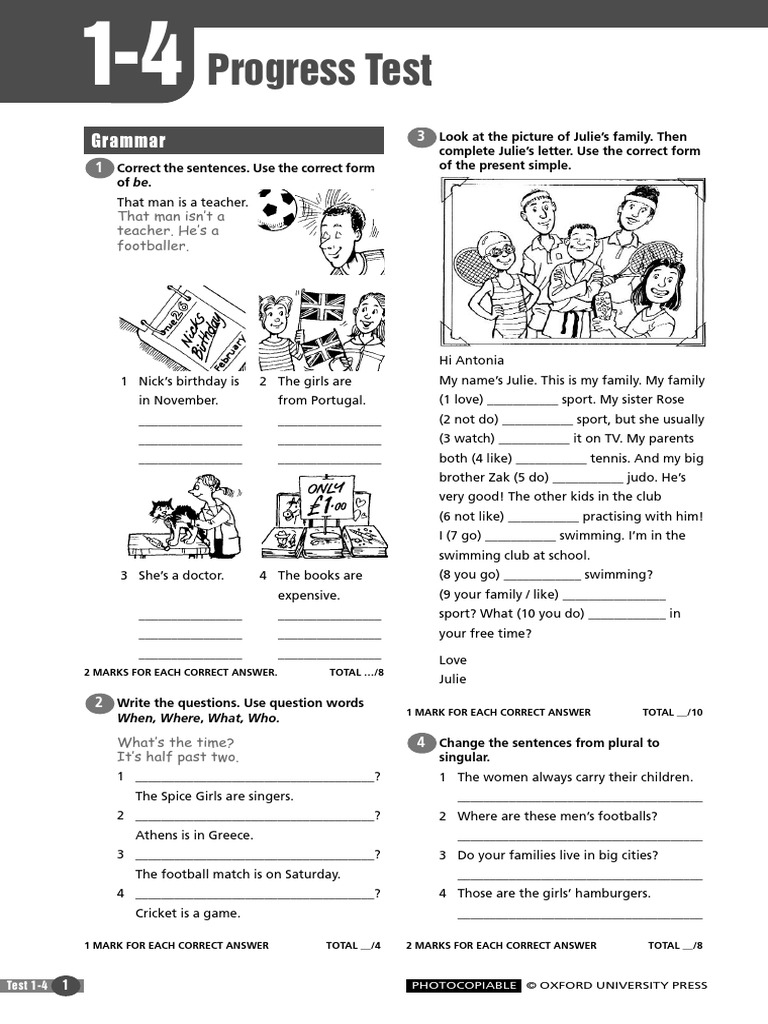 Progress Test 1 (Units 1-4) | PDF | Entertainment (General)
