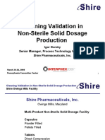 Cleaning Validation in Non-Sterile Solid Dosage Production