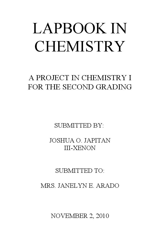Chemistry Lapbook Project Overview | PDF