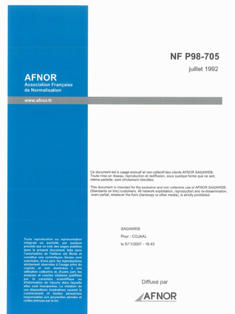 NF P98-705 PDF | PDF