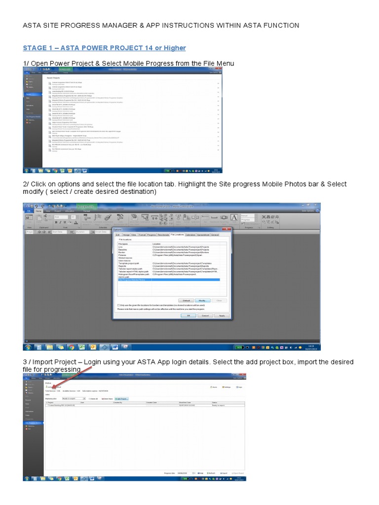 Asta Site Progress Manager Guide | PDF | Mobile App | Digital Technology