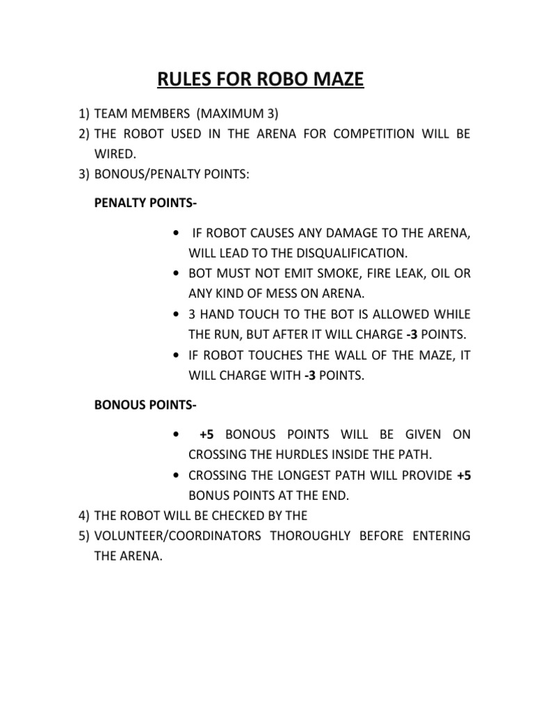 Rules For Robo Maze PDF
