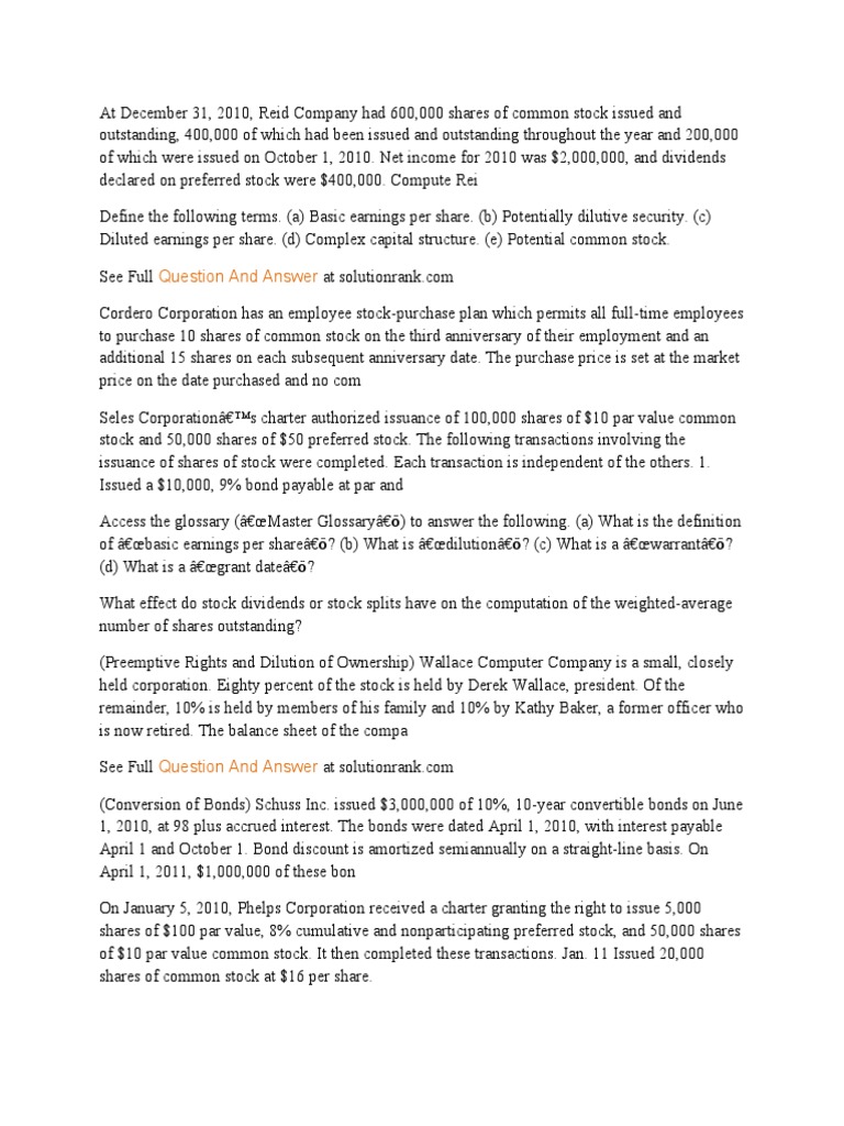 Question and Answer 34 PDF Stocks Bonds (Finance)