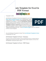 Job Estimate Template For Excel in PDF Format