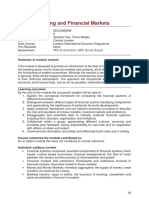 Money, Banking and Financial Markets: Summary of Module Content