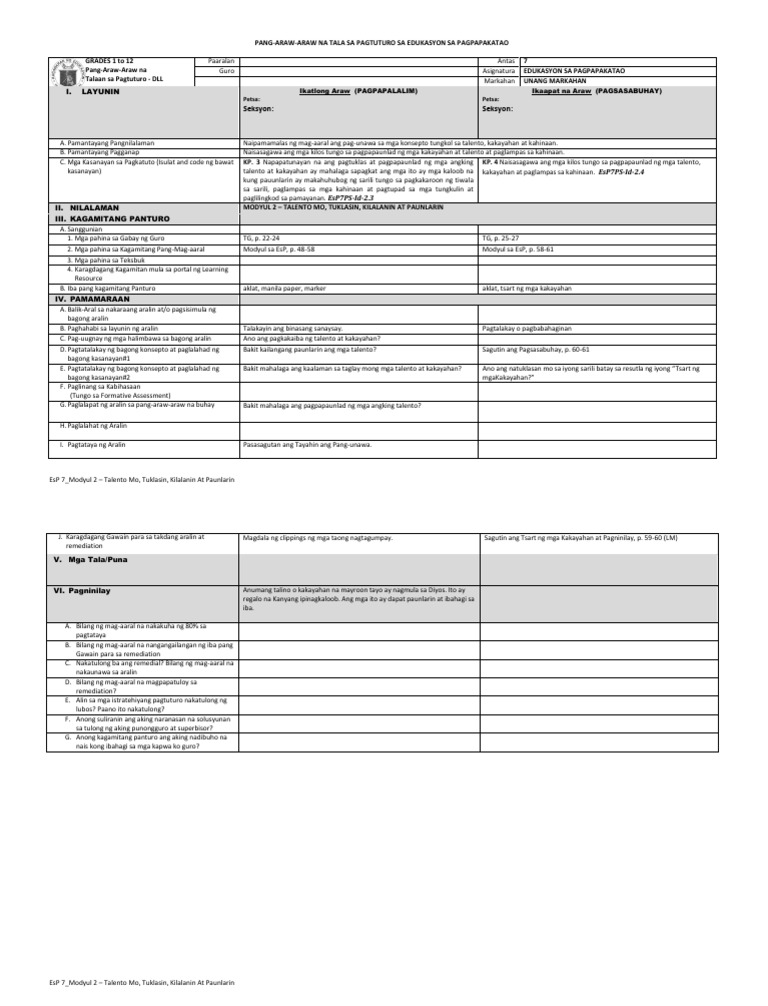 Esp 7 Dll Modyul 2 Days 3 4 Pdf