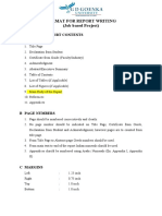 Format For Report Writing (Job Based Project) : A Order of Report Contents