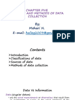 Chapter Five Sources and Methods of Data Collection: by Mehari H. E-Mail