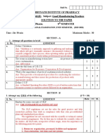 Shambhunath Institute of Pharmacy Subject Code: RPH-843 (B) Subject:Good Manufacturing Practices Solution To The Paper B.Pharm. 8 Semester