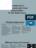 Learning Aim A: Employment and Career Opportunities in The Media Sector