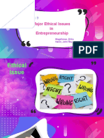 Major Ethical Issues in Entrepreneurship: Topic 9
