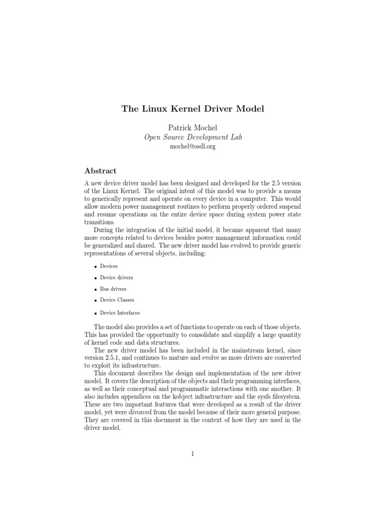 The Linux Kernel Driver Model PDF | PDF | Device Driver | Class ...