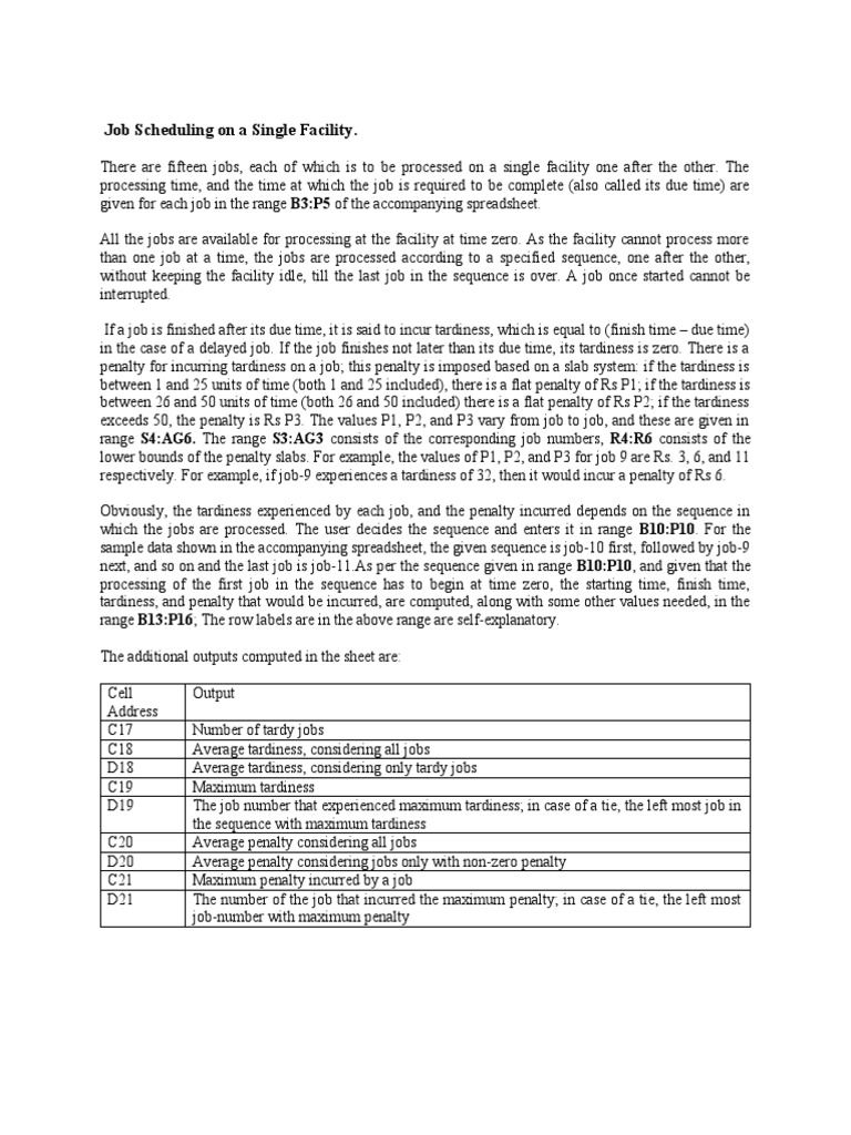 Job Scheduling On A Single Facility | PDF | Computing | Teaching ...