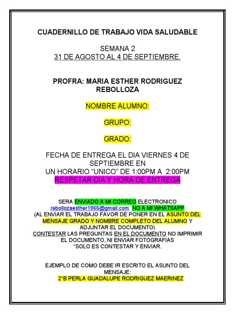 Cuadernillo de Trabajo Vida Saludable | PDF