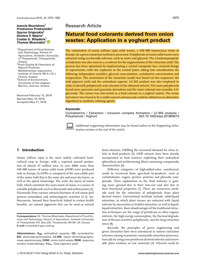Natural Food Colorants Derived From Onion Wastes Application in A