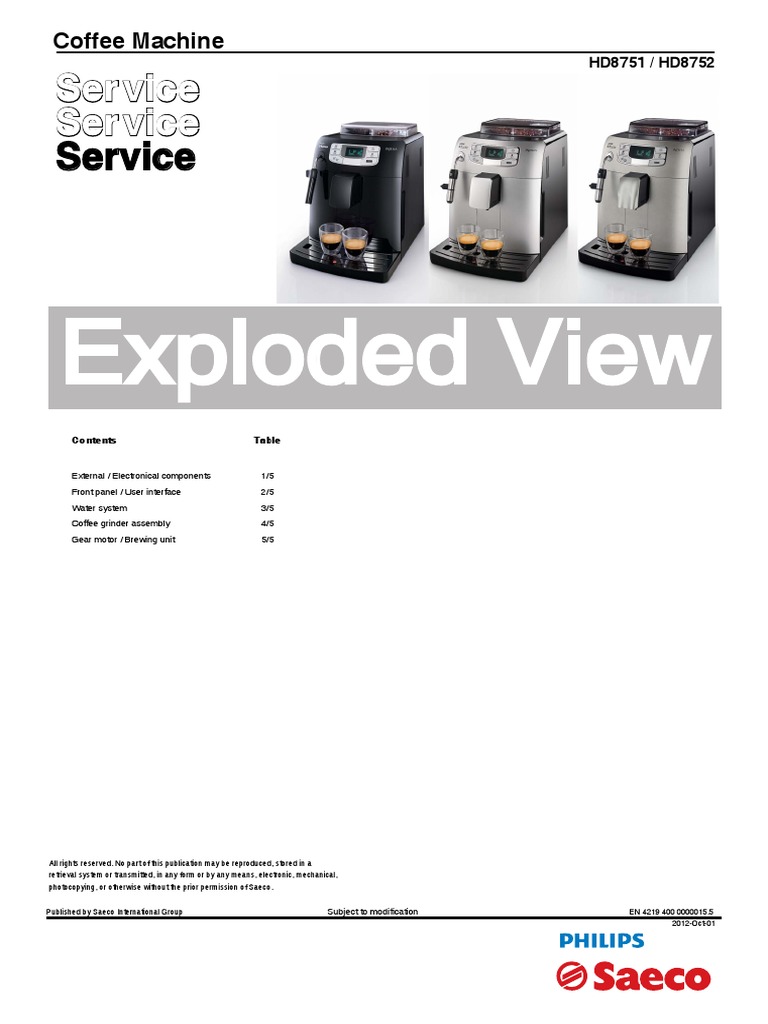 Labeled Diagram of Saeco Coffee Machine Parts | PDF | Drink | Coffee
