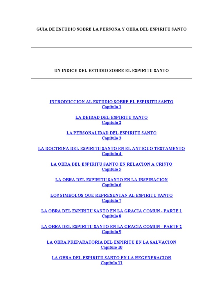 Cap 1a Guia de Estudio Sobre La Persona y Obra Del Espiritu Santo | PDF ...