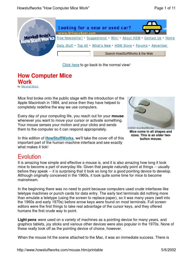 How Computer Mice Work: Evolution | PDF | Disk Storage | Computer ...