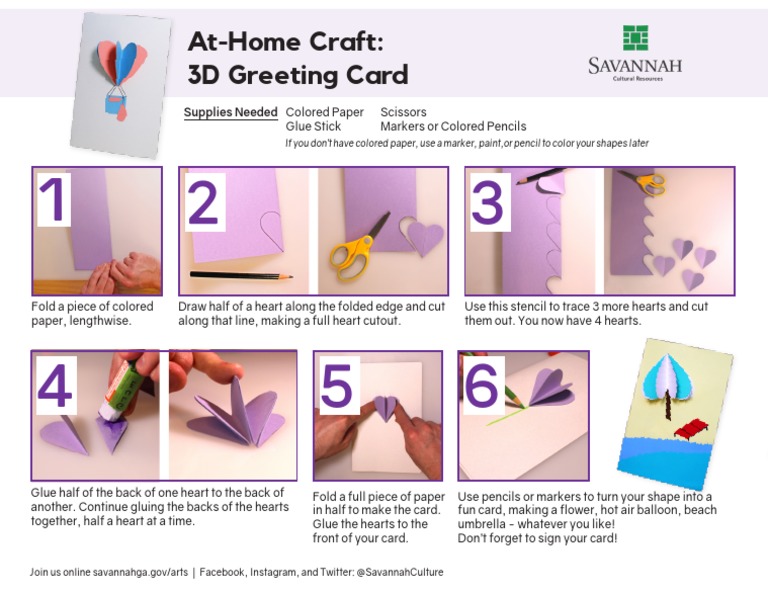 At Home 3D Card Instructions Sheet | PDF