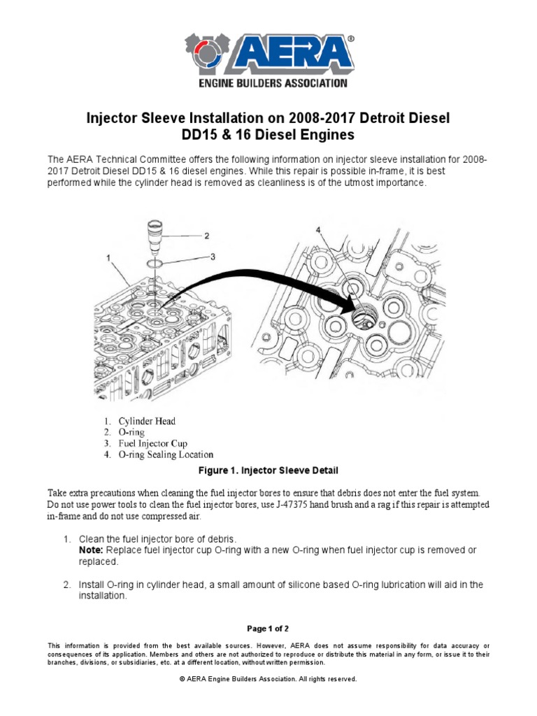 Injector Sleeve Installation On 20082017 Detroit Diesel DD15 & 16