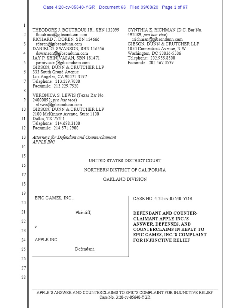 Apple Countersuit Against Epic | PDF | App Store (I Os) | Ios