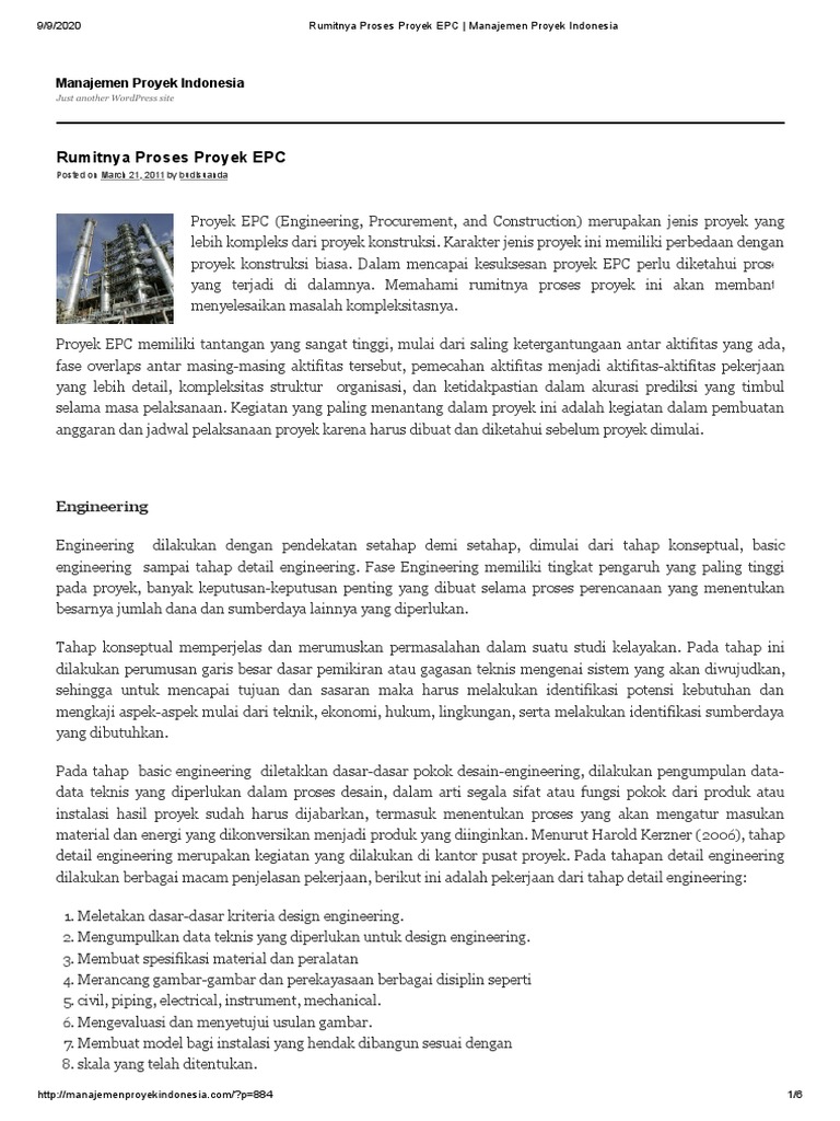 Fase Engineering dalam Proyek EPC | PDF | Teknologi & Rekayasa