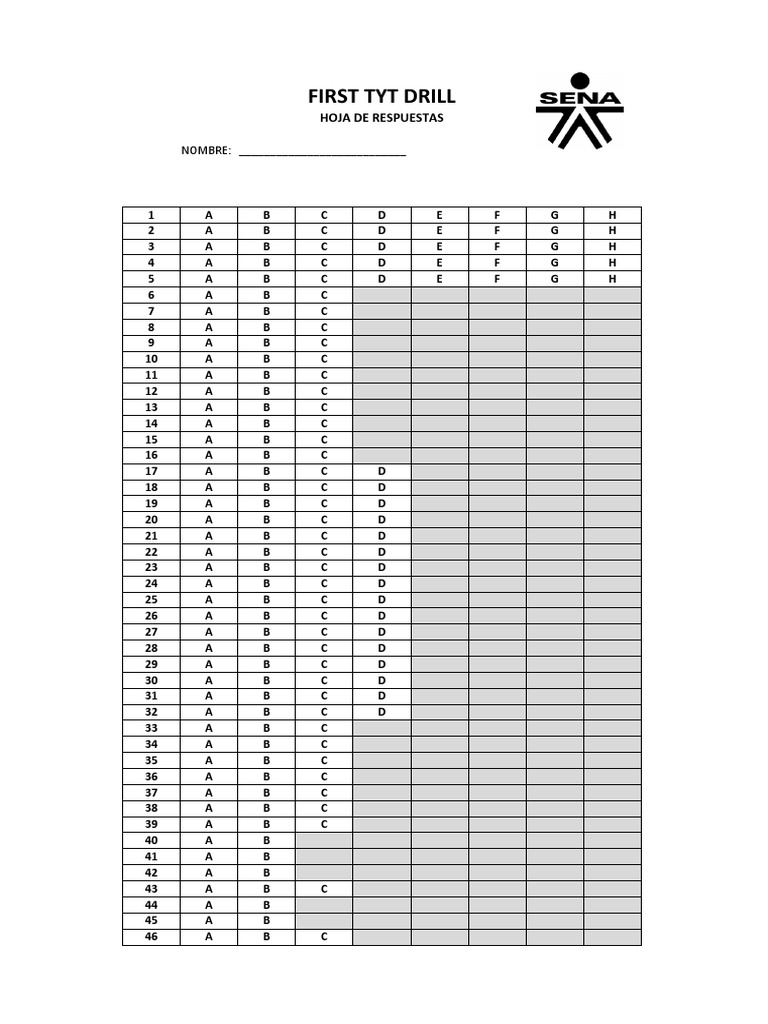 First TYT Drill Answer Sheet | PDF