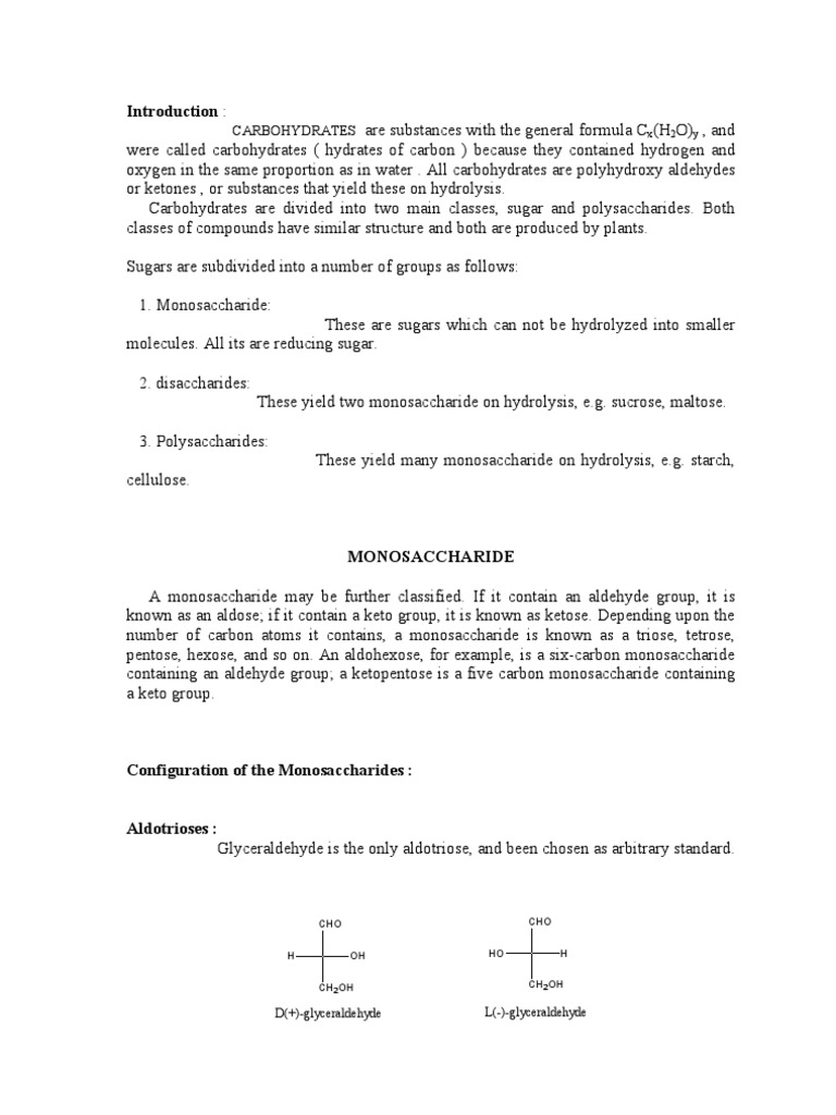 CARBOHYDRATES PDF Carbohydrates Organic Chemistry