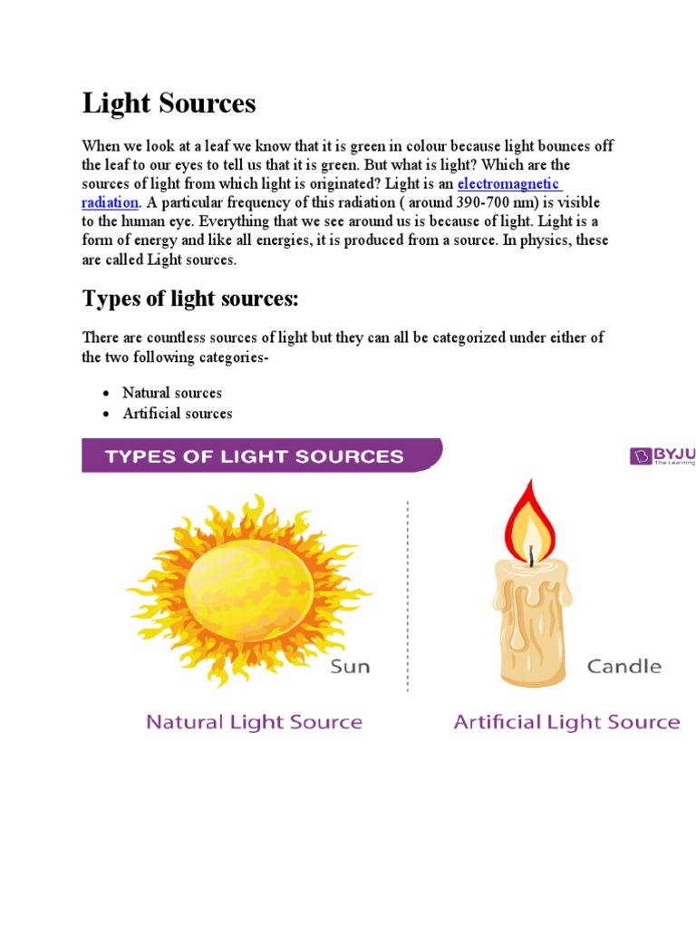 Types of Light Sources | PDF | Incandescent Light Bulb | Light