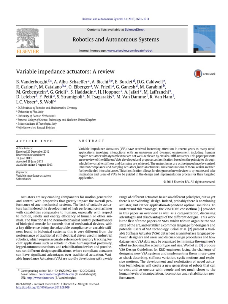 Robotics and Autonomous Systems: Sciencedirect | PDF | Electric Motor ...