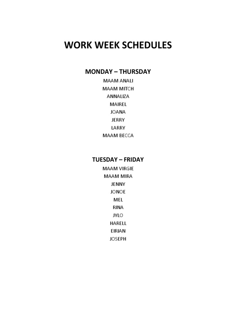 Work Week Schedules Overview | PDF