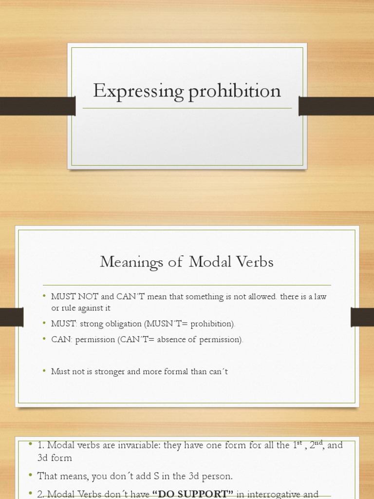 Understanding Modal Verbs: Prohibition | PDF | Language Arts & Discipline
