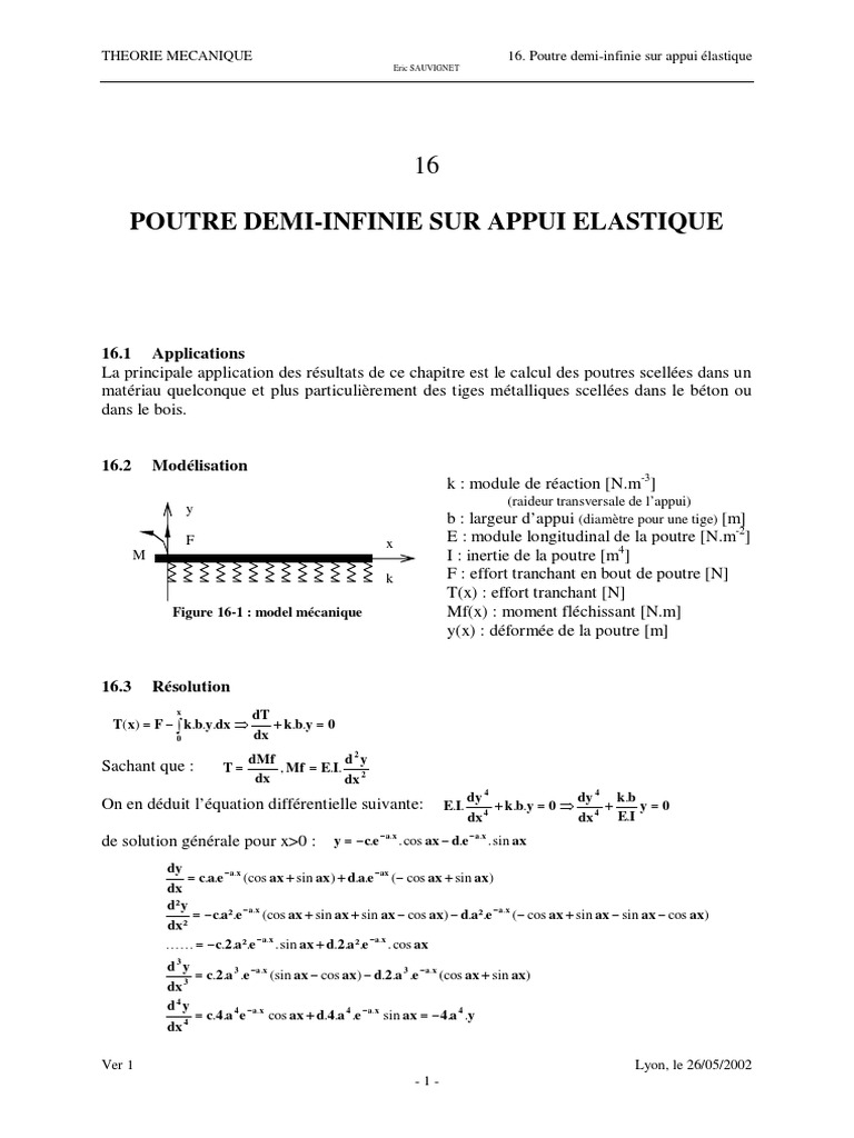 Poutre sur appui élastique | PDF | Module de Young | Flexion (matériau)