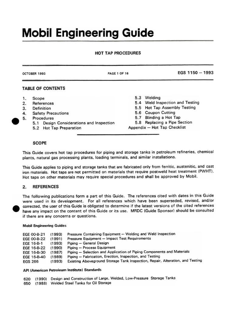 Hot Tap Procedures Exon PDF Pipe (Fluid Conveyance) Valve