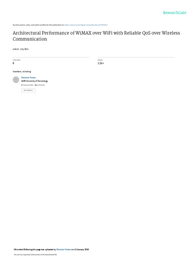 Architectural Performance of WiMAX Over WiFi With | PDF | Wi Max | High ...