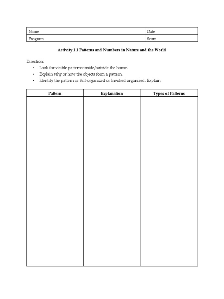 Activity 1.1 Patterns and Numbers in Nature and The World 2 | PDF