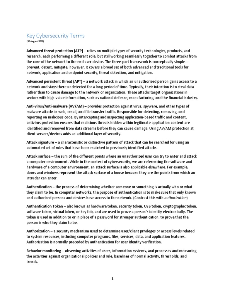 NSE 1 Key Cybersecurity Terms | PDF | Malware | Computer Virus