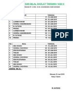 Jadwal Imam Dan Bilal Sholat Tarawih 1436 H