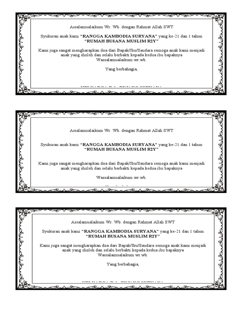 Syukuran 21 Tahun Rangga Suryana | PDF