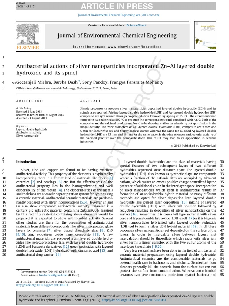 Antibacterial Actions Of Silver Nanoparticles Incorporated Zn Al Layered Double Zinc Oxide Silver