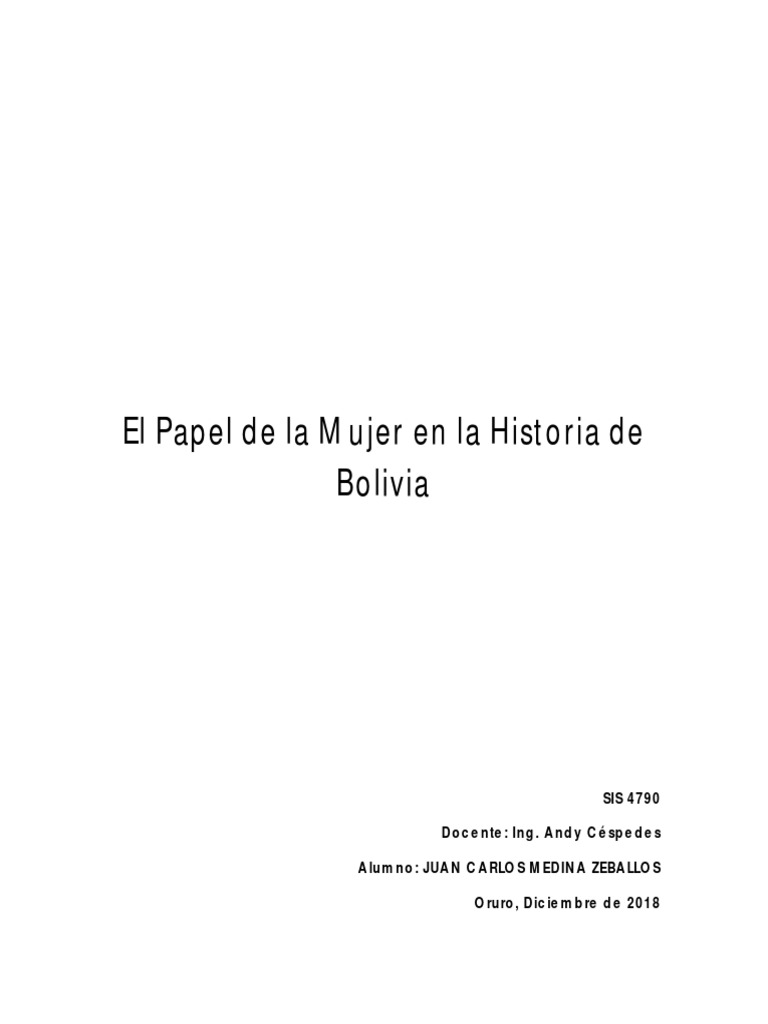 Mujeres en la Historia de Bolivia | PDF | Imperio Inca | Mujer