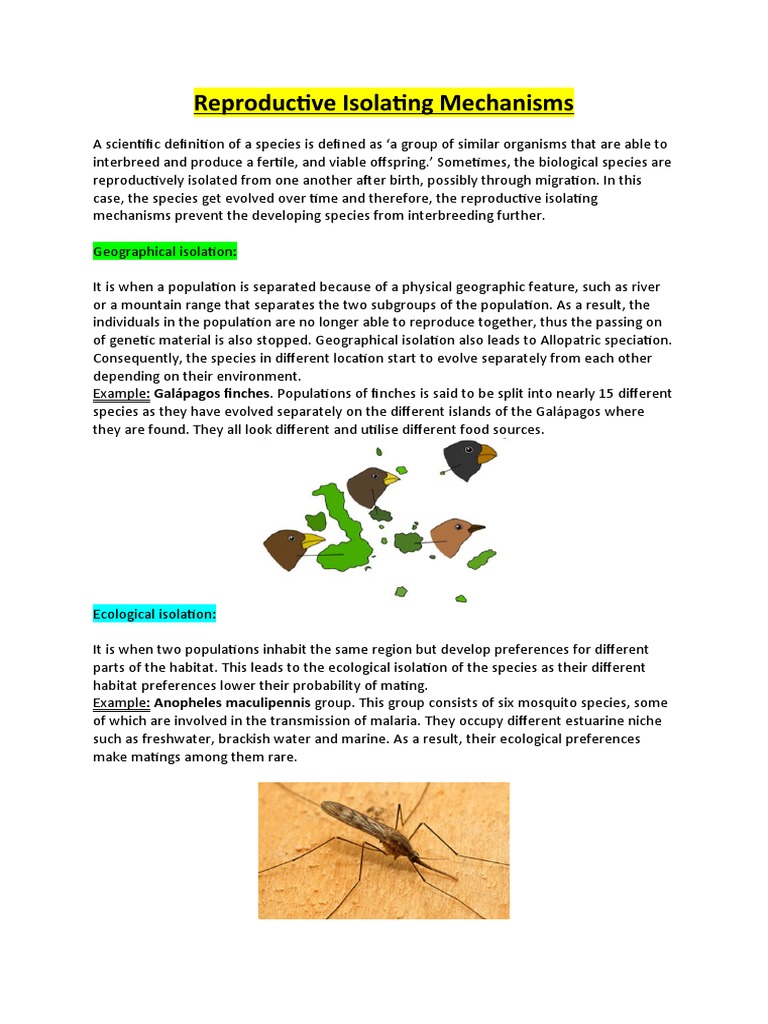 Reproductive Isolation Mechanisms Explained | PDF | Species | Mating