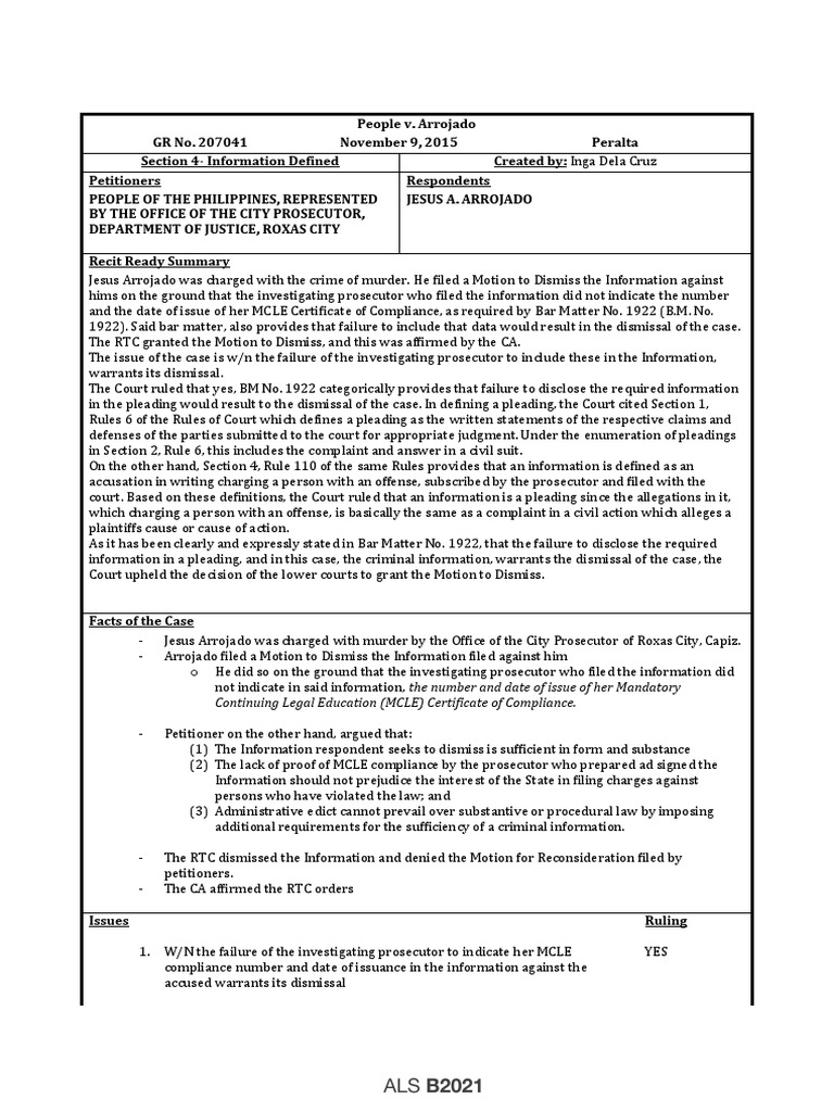 Requirement to Indicate MCLE Certificate Information in Criminal